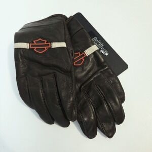 Harley Davison Men's Victory Lane leather Gloves Brown Padded Touch Tech XS